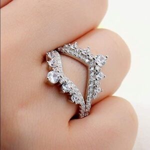 𝅺💎new Sterling Silver V Shaped Diamond Ring Enhancer Wedding Ring Enhancer